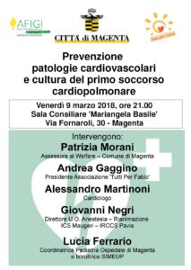 9 marzo: serata dedicata alla prevenzione delle patologie cardiovascolari e alla cultura del primo soccorso cardiopolmonare